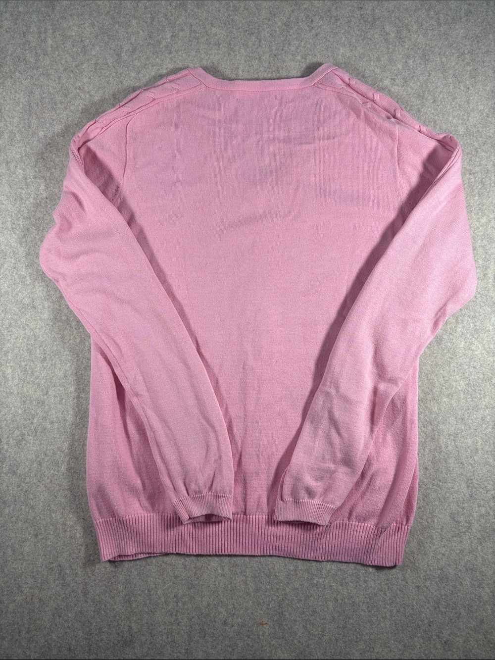 Magnolia Lane Women’s Masters Pink V-Neck Cable-Trim Sweater size XL - Picture 5 of 5